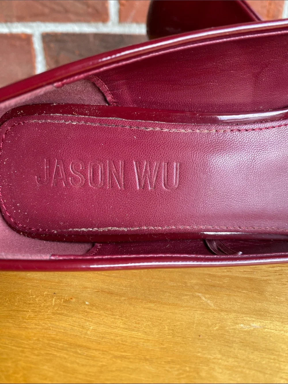 Jason Wu Stela Burgundy Patent Pointed-Toe Mid-Heel Pumps Size 10